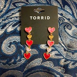 NWTS Enamel/rhinestone Heart Linear Earrings (Torrid)